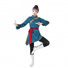 FixtureDisplays®  Mongolian Dance Dress Skirt Headdress Belt Custume Skirt Dark Green Color Performance Cloth Wardrobe  15597-dark green